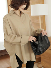Loose Casual Solid Color High-Low Shirt